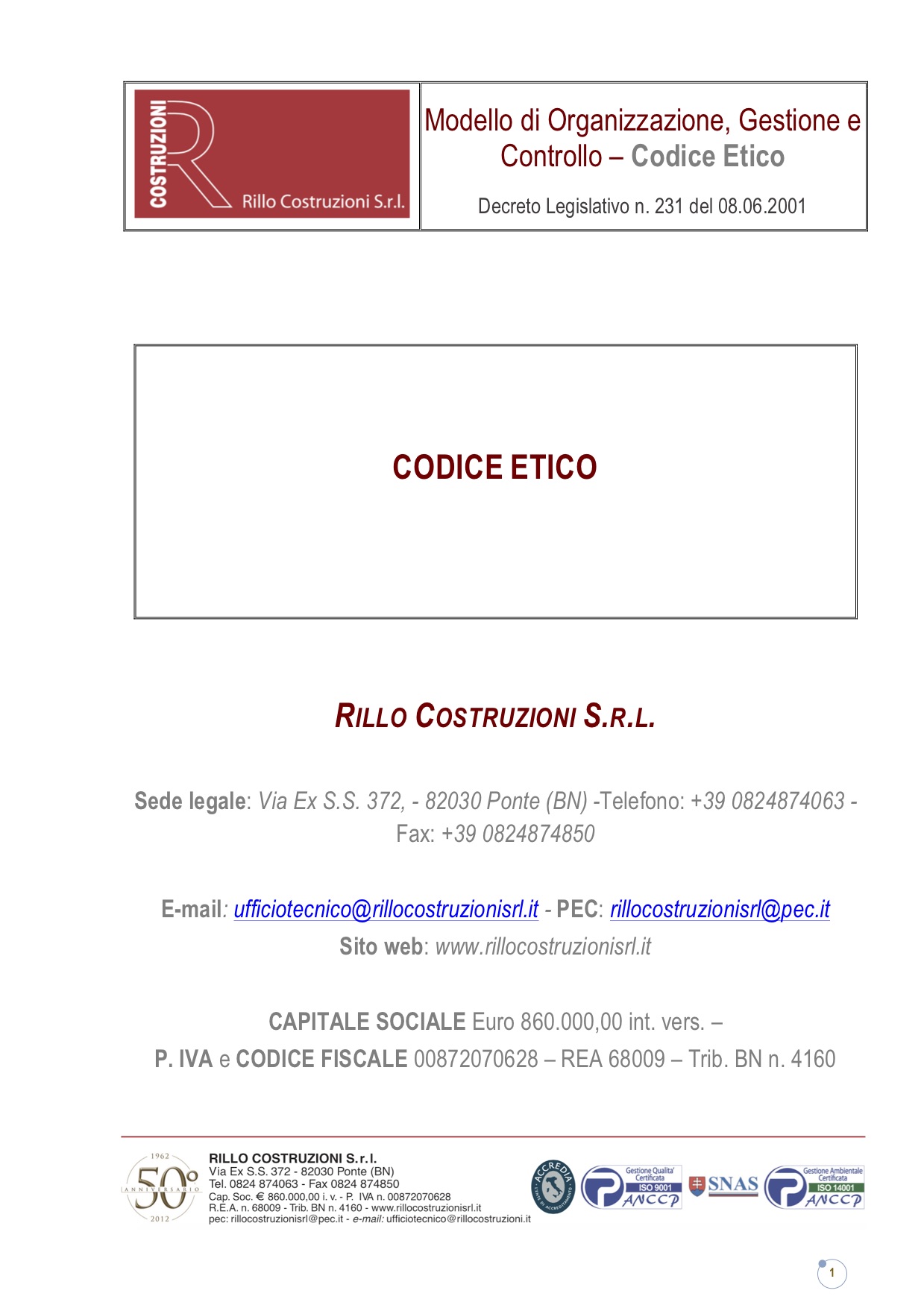 Codice Etico Rillo Costruzioni